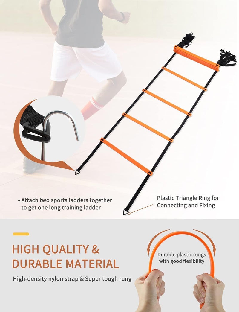GHB Agility Ladder Speed Training Ladder Workout Ladder with 6 or 10 Cones 12 Rung 20ft with Resistance Parachute - Image 5